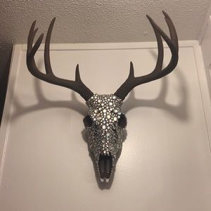 Handmade rhinestone deer skull decor
